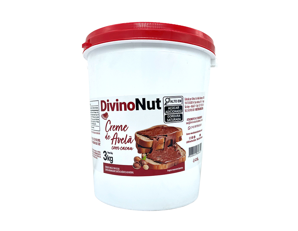 CREME DE AVELÃ GRANDE COM CACAU DIVINONUT 3 KG (CX 4 BD)
